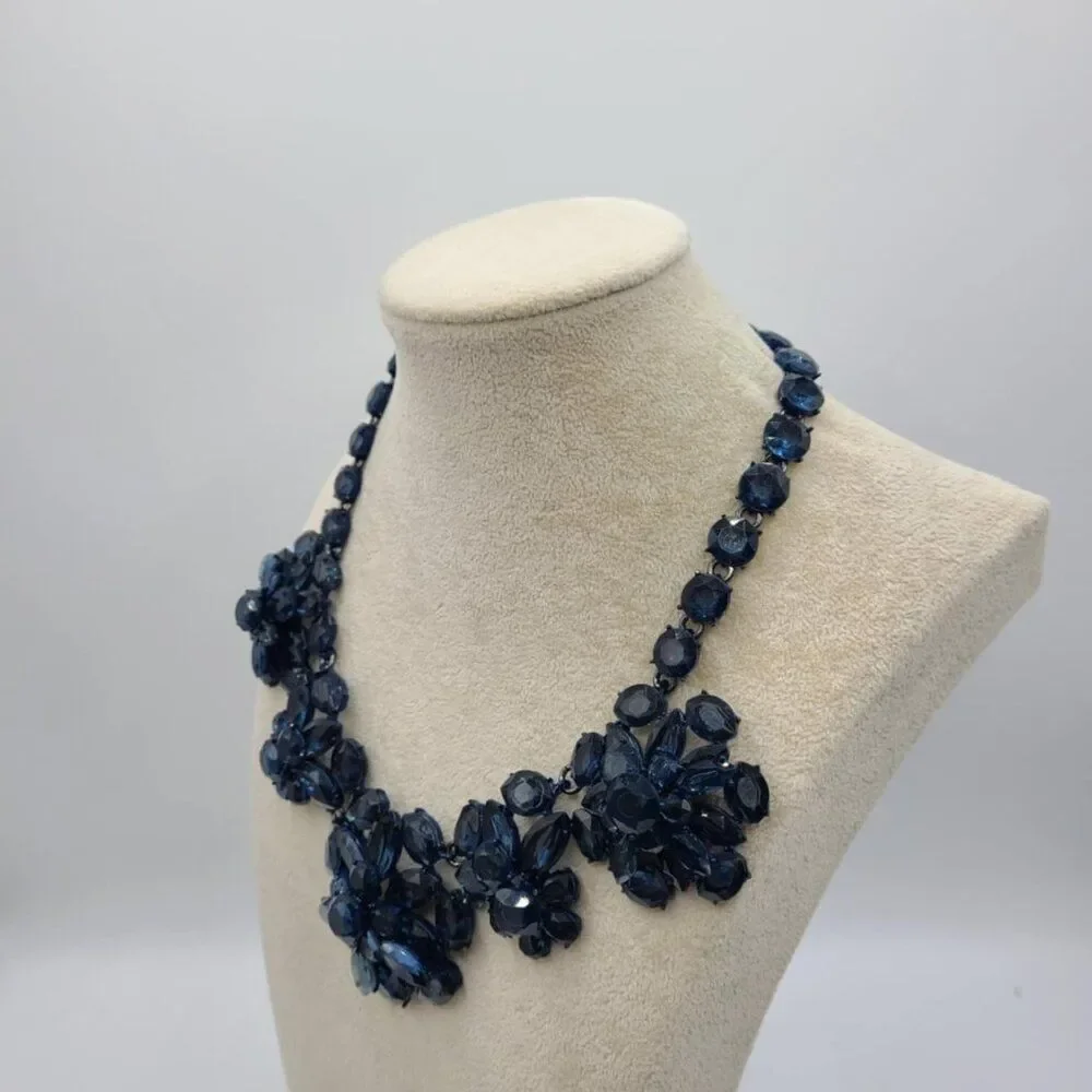 J Crew Navy Blue Stone Statement Necklace NWOT!